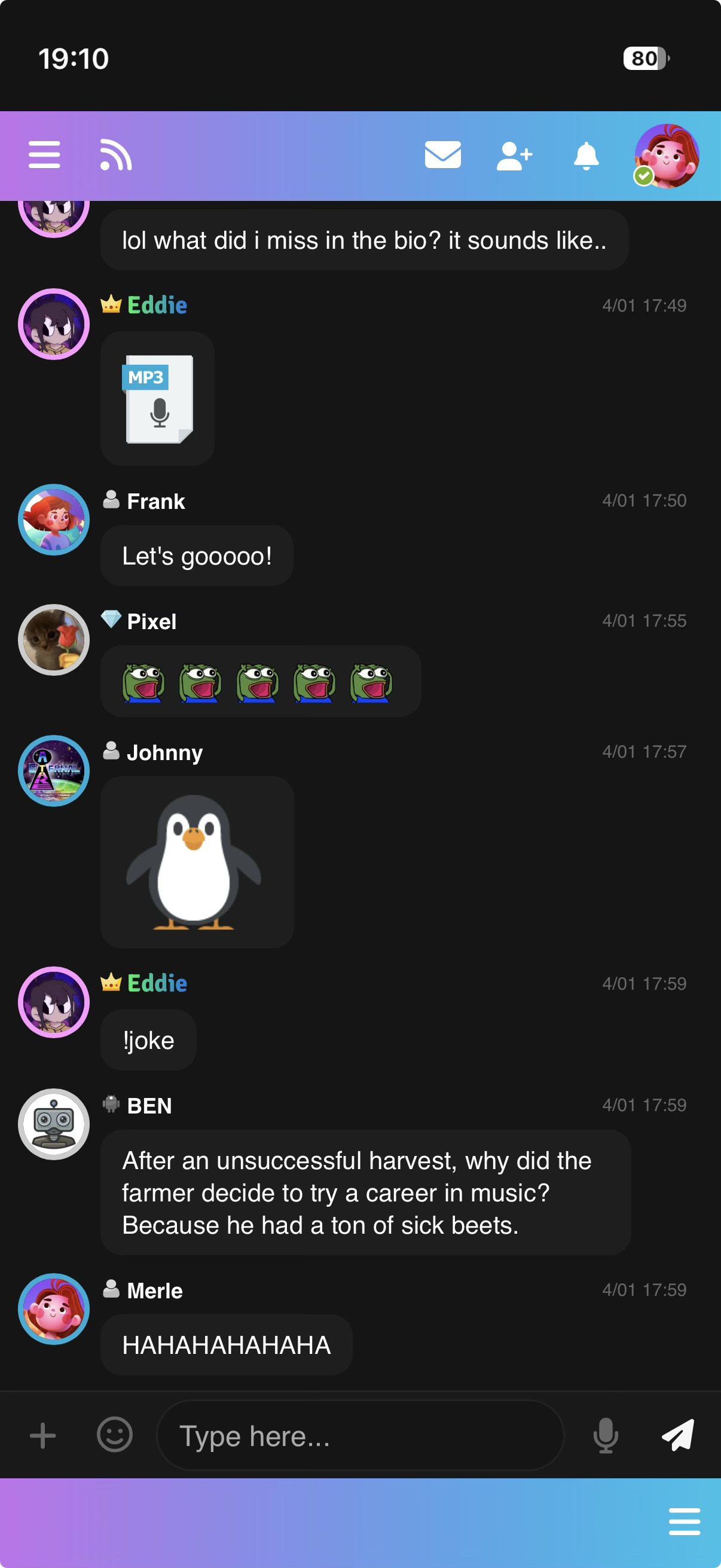 KTC Chatroom Screenshot